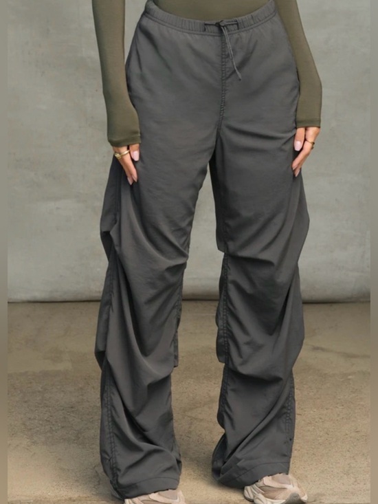 Joah Brown Pants - JOAH BROWN Ruched Track Hiking Pant Cargo Nylon JET Grey (FIT102) XS